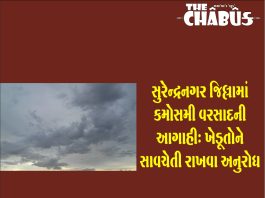 સુરેન્દ્રનગર જિલ્લામાં કમોસમી વરસાદની આગાહી: ખેડૂતોને સાવચેતી રાખવા અનુરોધ Surendranagar